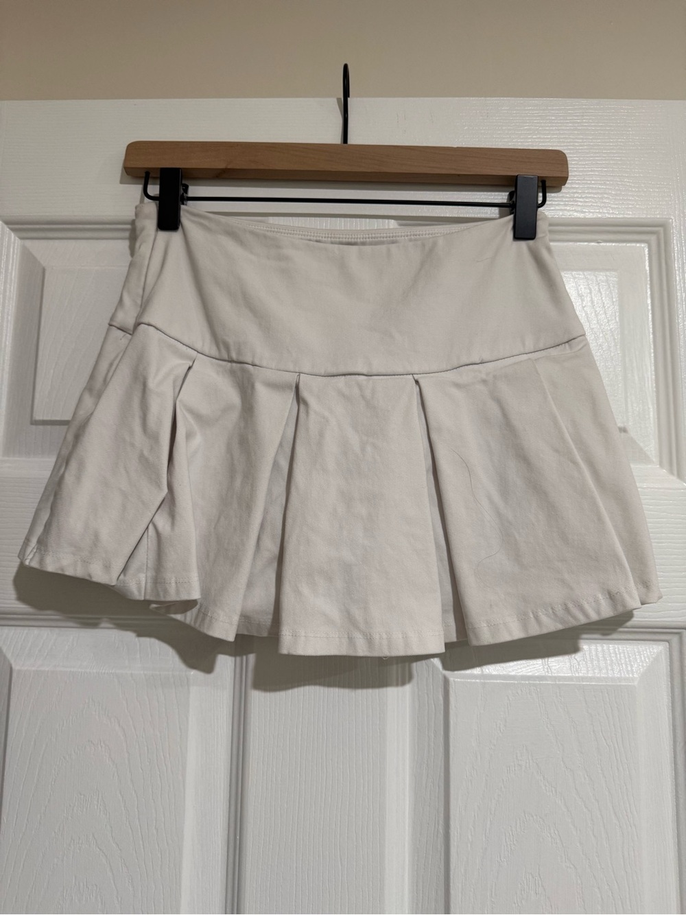 Garage Cream Pleated Skater Mini Skirt